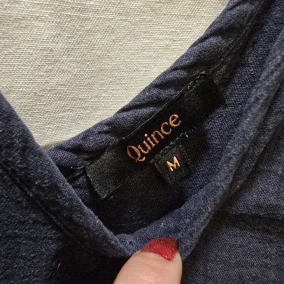 Quince Womens Navy Blue Organic Cotton Gauze Tiered Midi Dress Size Medium - Picture 3 of 9